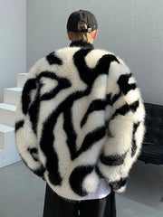 Men's Zebra Faux Fur Coat | Luxury Streetwear