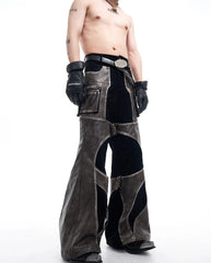 Men's Luxury Streetwear Faux Leather Wide Leg Pants