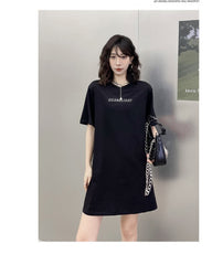 Vintage Black T-Shirt & Sleeveless Dress 2-Piece Set