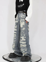 Men's Distressed Boot Cut Streetwear Jeans