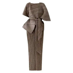 Luxury Modest Pleated Dress & Cape