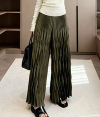 Luxury Plissé Wide-Leg Pants