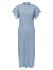 Truly Pleated Stand Collar Dress