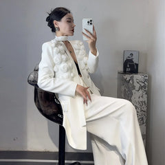 Luxe Floral Blazer & Wide-Leg Pant Set