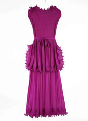 Pleated Sleeveless Ruffle Dress