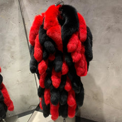 Genuine Fox Fur Tail Oversized 2-in-1 Coat