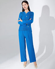 Premium Plissé 2-Piece Trousers Set