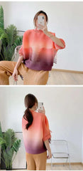 Pleated Ombre Blouse Top