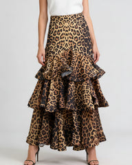 Leopard Tiered Ruffle Skirt