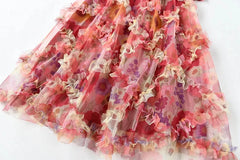Floral Ruffle Midi Dress | Romantic Gown
