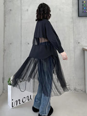 HEYFANCYSTYLE Oversized Black Mesh Blouse