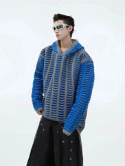 Men's Popover Knitted Studded Hoodie