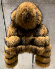 Genuine Raccoon Fur Hooded Coat