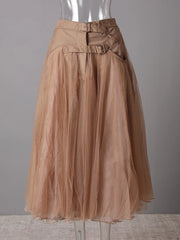 Luxury Tulle Mesh Buckle Skirt