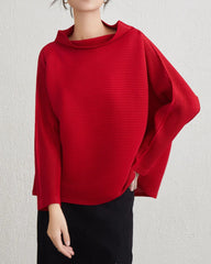Luxury Plissé Long-Sleeve Top