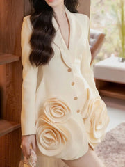 Designer Slim-Fit Rosette Jacket Blazer