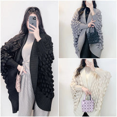  Truly Plissé Pleated Ripple Cardigan Coat