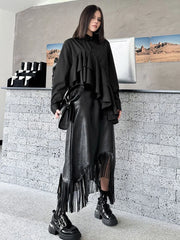 Luxury Asymmetric Ruffle Blouse
