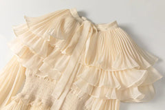Couture Pleated Cape Dress