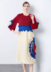 Ruffle Sleeve Plisse Dress