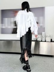 Luxury Asymmetric Ruffle Blouse