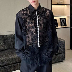 Men's Lace Button-Up Shirt