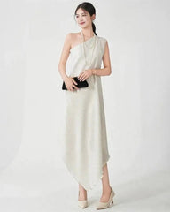 One-Shoulder Pleated Dress
