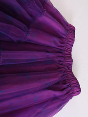 Plaid Asymmetric Tulle Pull-On Skirt