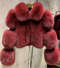 Genuine Cropped Fox Fur Coat