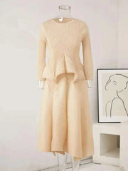 Peplum Pleated Top & Skirt Set