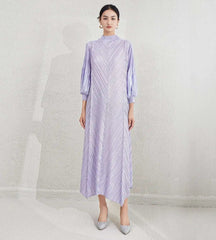 Luxe Formal Metallic Pleats Dress