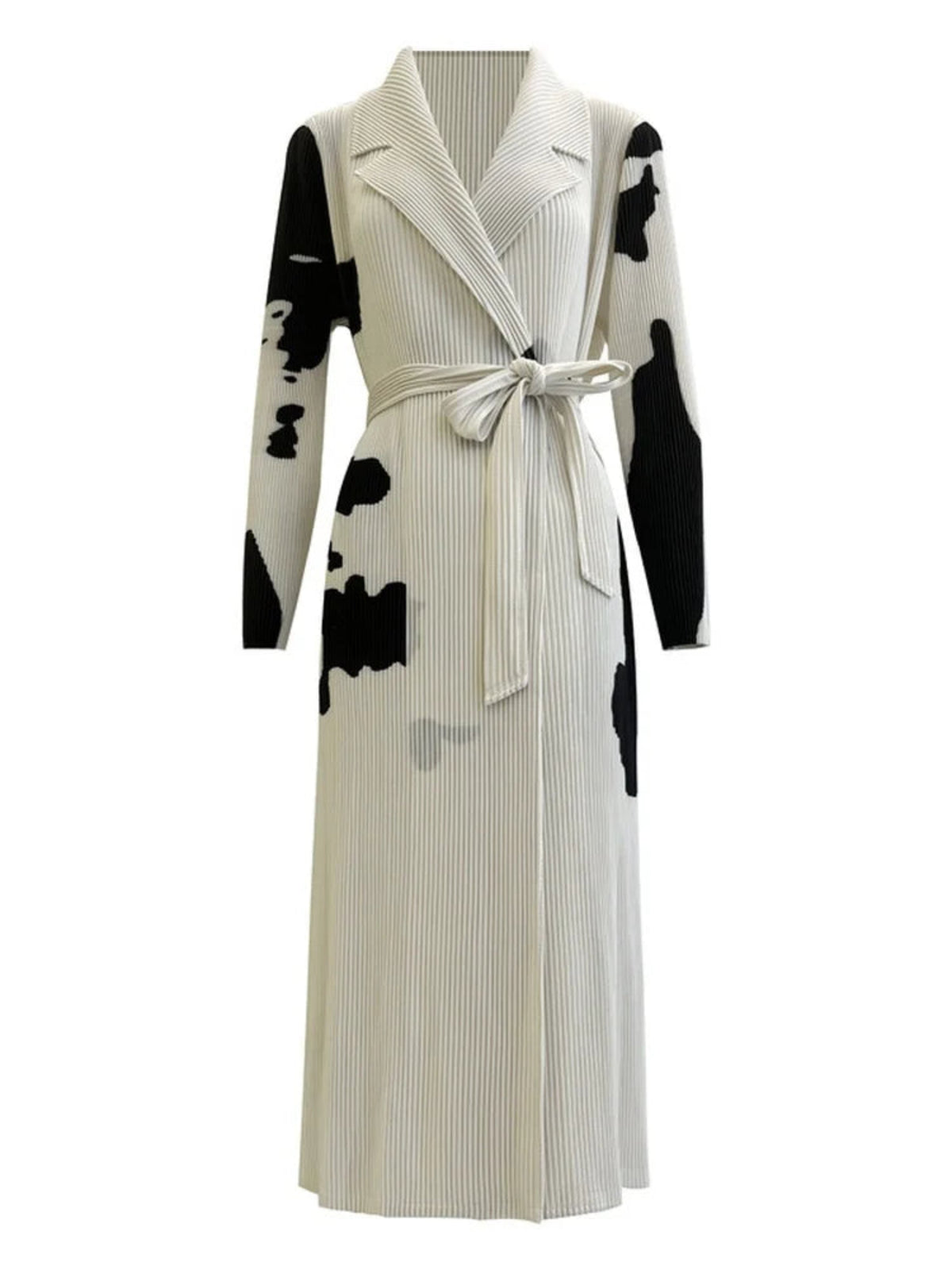 Luxury Plisse Belted Duster Coat