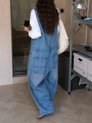 Women's Oversized Wide Leg Denim Jumpsuit