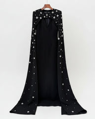 Luxury Formal Crystal Cape Dress
