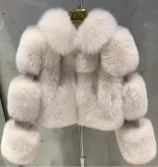 Genuine Cropped Fox Fur Coat