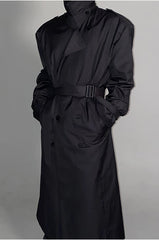 Men's Phantom Black Oversized Streetwear Long Coat