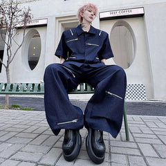 Avant-Garde Men's Japanese Denim Co-ord Set