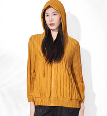 Luxury Pleated Hooded Jacket