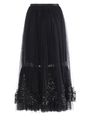 Luxury Lace Embroidered Tulle Skirt