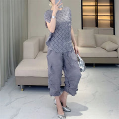 Luxe Pleated Crinkled 2-Piece Set