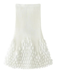 3D Bubble Plissé Midi Skirt