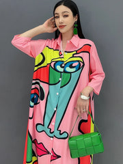 Women's Loose Pink Face Blouse Dress