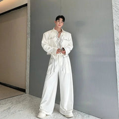 Men's 2 Piece Cropped Jacket + Pants Suit Set