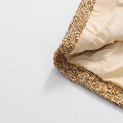 Luxe Gold Metallic Tweed Coat