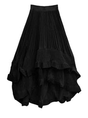 Metallic Asymmetric Pleated Skirt