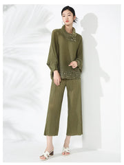 2 Piece Truly Pleated Sweater & Pant Set