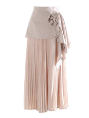 Floral Pleated Basque Waist Skirt