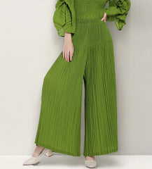 Luxe Wide-Leg Plisse Trousers