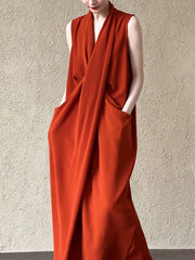 Minimalist Draped Sleeveless Dress