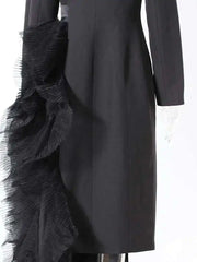 Asymmetric Tulle Full-Length Blazer